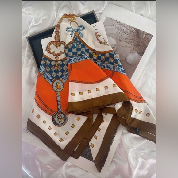 NWOT: Elegant Multicolor Silk Scarf - Picture 3 of 5